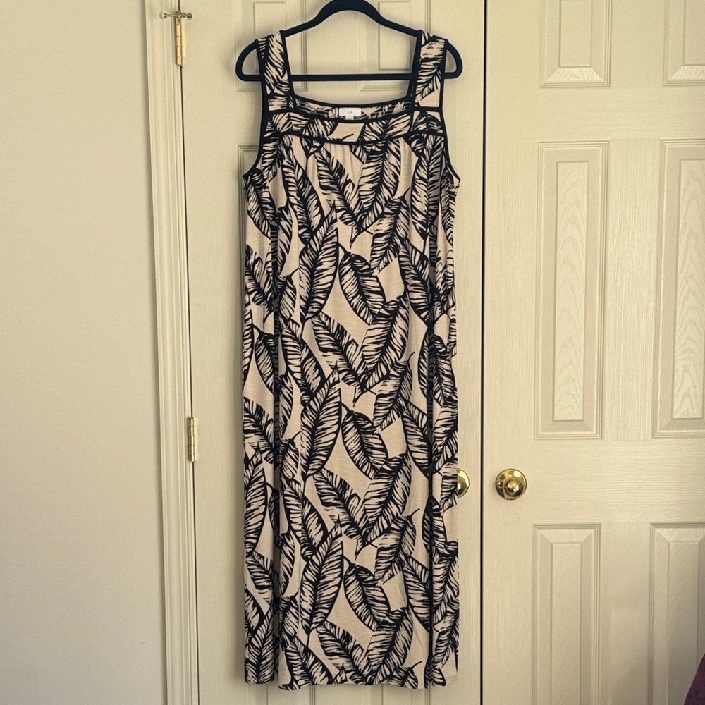J.Jill Black and Oatmeal Piped-Trim Knit Maxi Dress - Size XL |NWT|